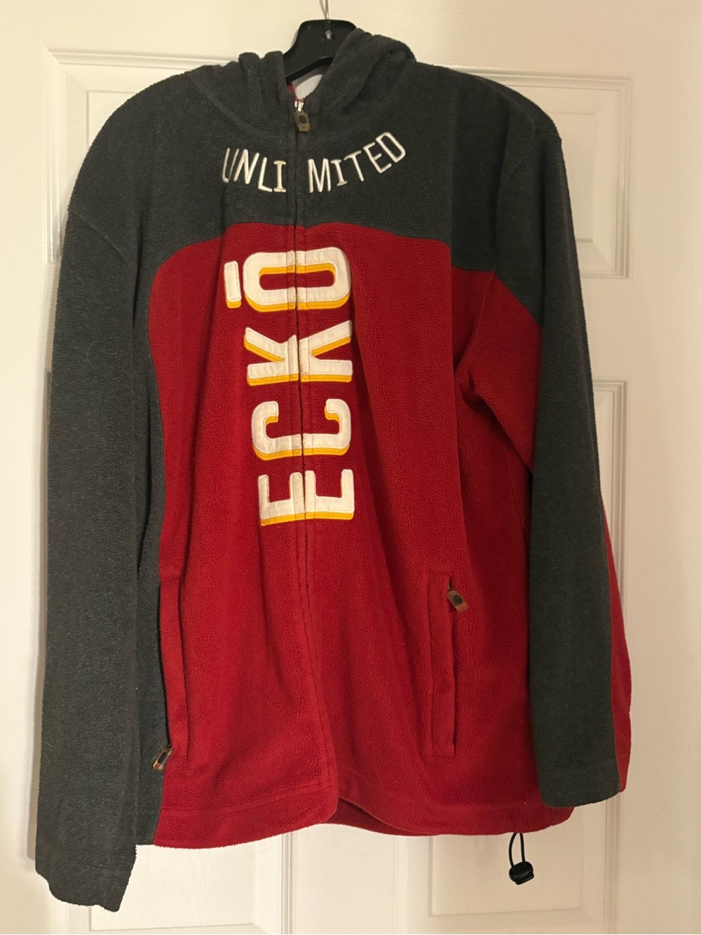 Ecko Unlimited Vintage Red and Charcoal Fleece Zip Hoodie
